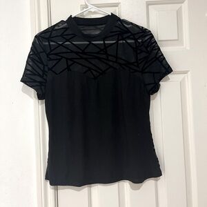 Black Sheer Short Sleeve Blouse